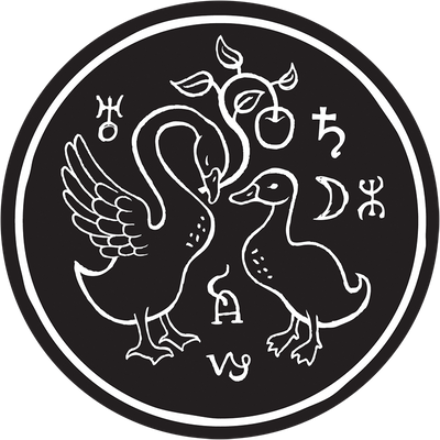 the swan and duck seal (white on black)